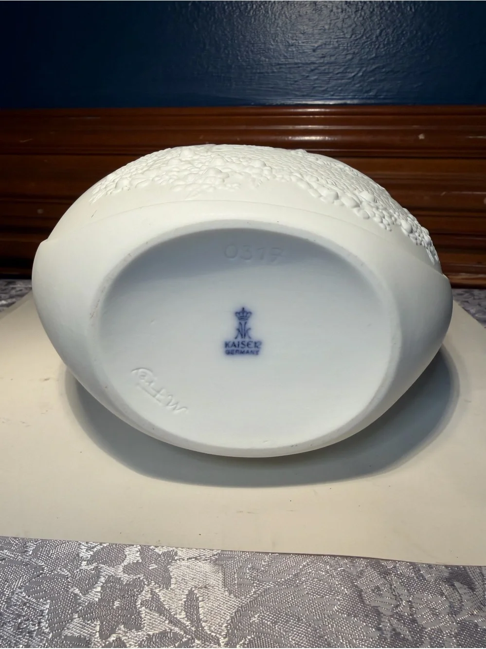 Vintage White Bisque Porcelain Vase by Kaiser Porzellan In Germany